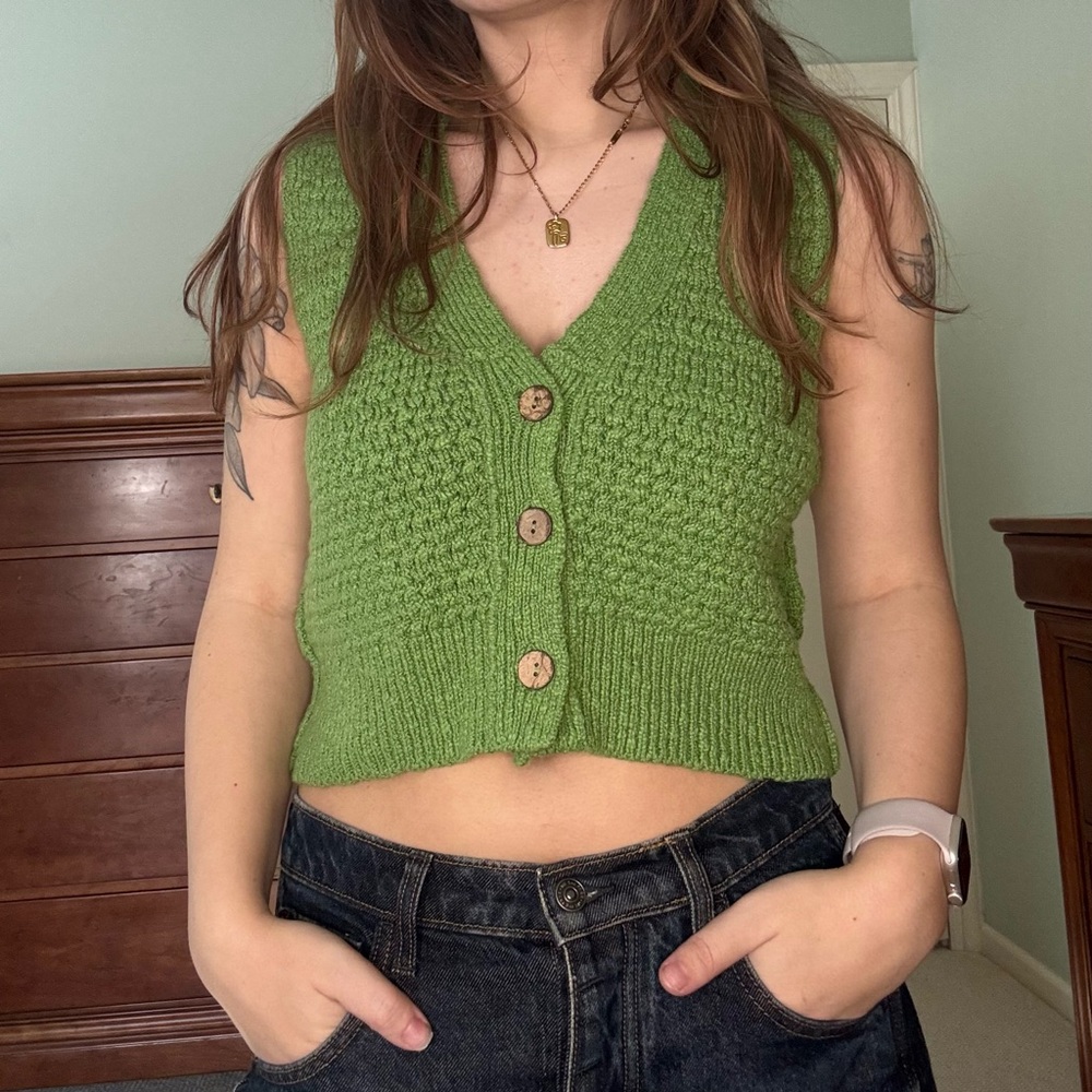 We The Free Olive V-Neck Sweater Vest